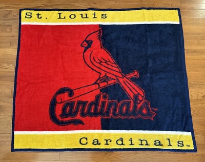 Vintage St. Louis Cardinals Biederlack Throw Blanket Red Blue Yellow NICE