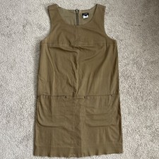 J Crew Dress Womens 4 Brown Front Pockets Sleeveless Retro 90s Preppy Stretch