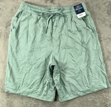 George Mens Medium Lounge Shorts Green Soft Knit NWT Pull On Drawstring 9" B