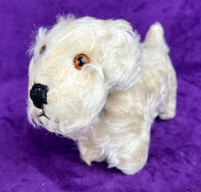Vintage 1930s Chad Valley Scotty Dog Mohair Plush w/ Tag 7'' England