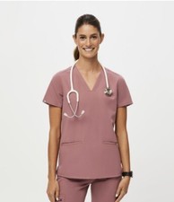 Figs Casma Three-Pocket Scrub Top Maybe Pink Women s Size L Short Sleeves