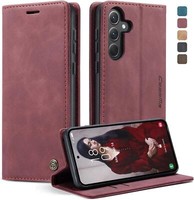 Samsung Galaxy A35 5G HandyhüLle Leder Klappbar Flip Case Weinrot