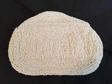 Vintage Ivory Beaded Clutch Evening Purse Bag w/Hand Strap