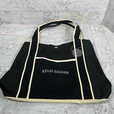 Kelsi Dagger Hand Tote Bag Womens Black Cream Canvas Double Handles Casual