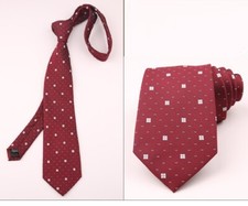 New Classic Polka Dot Red White JACQUARD WOVEN 100 Silk Men's Necktie Tie