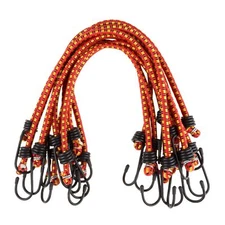 Bungee Cords - 10-Pack Rubber 18-Inch Cordage with Heavy-Duty Vinyl-Coated Hooks