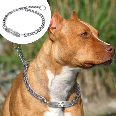 Adjustable Metal Snake Chain Dog Collar With FREE Name Engraving - Slip-On Choker Style 7 thumbnail image