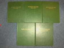 LOT OF 5 DIFFERENT WHITMAN SILVER DOLLAR AND HALF-DOLLAR BOOKS-NICE COLLECTION!