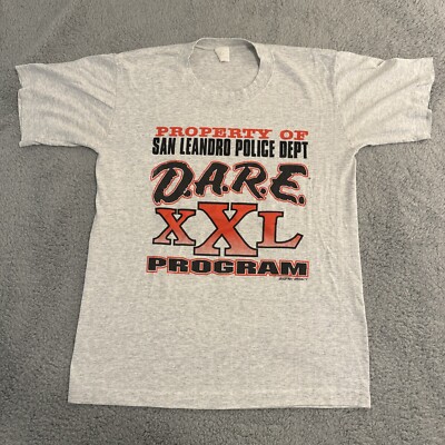 DARE Shirt Mens Med Gray 1995 San Leandro XXL Program Cotton Logo Vtg 90s Y2K