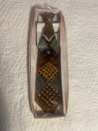 Vtg Real Pheasant Feathered Men's Neck Tie