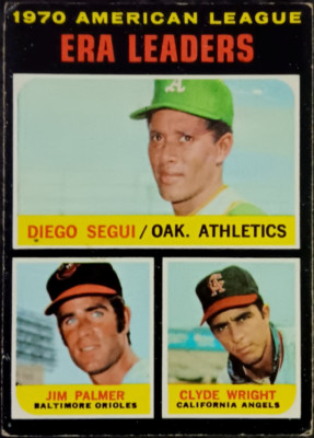 1971 Palmer/Segui/Wright Topps American League ERA Leaders #67-VG