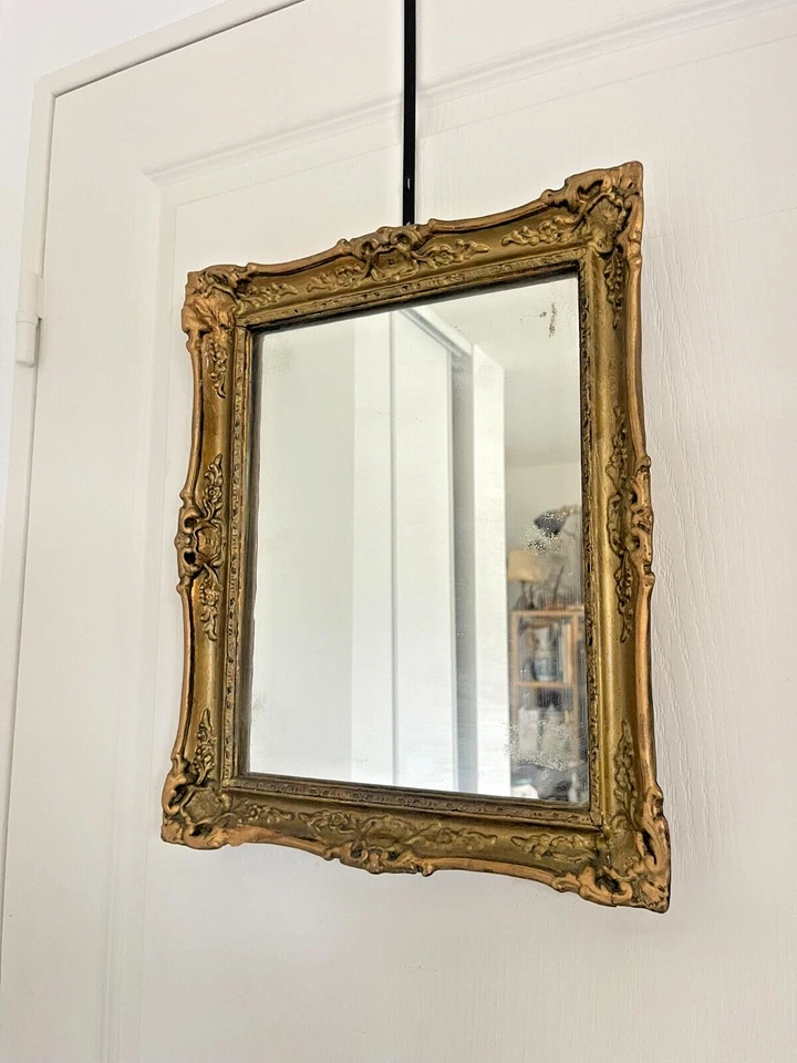 Ancien Miroir Mural Rectangle Doré Bois Style Louis XV XIXème FRANCE 44 x 33 cm - Photo 2/4