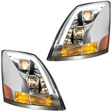 grand general volvo vn/vnl chrome projector headlights sold in pairs w/white led