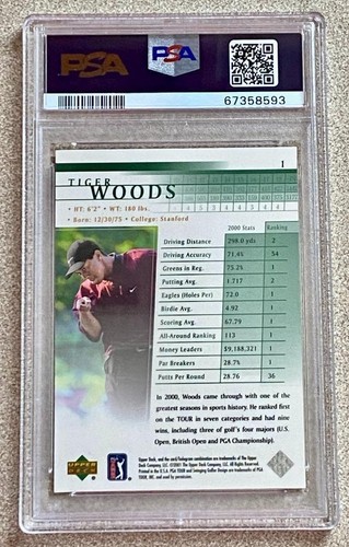 2001 Upper Deck Golf Tiger Woods PSA 98 MINT - Picture 2 of 2