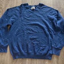 Vintage 90s Lee Midweight Blank Sweatshirt Crewneck Unisex - Size L Solid Blue