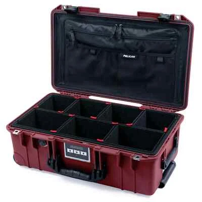 Oxblood & Black Pelican 1535 Air case - TrekPak dividers & combo lid pouch