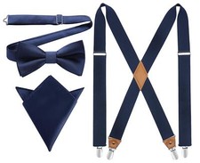 Elastic X-Back Suspender and Bowtie Set for Men Adjustable Wedding Braces