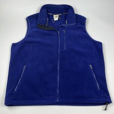 Vintage 80s LL Bean Navy Full Zip Fleece Vest Sweater Men's Large Made In USA