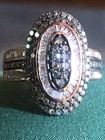 Natural Champagne & White Diamond (.66 ct) Ring in Rhodium & Vermeil RG. over SS — photo 1