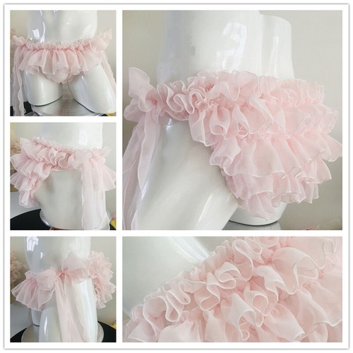 Men Gay Lady Chiffon Panties Knickers Briefs Underwear Layered Lingerie Cute Fit - Picture 2 of 14