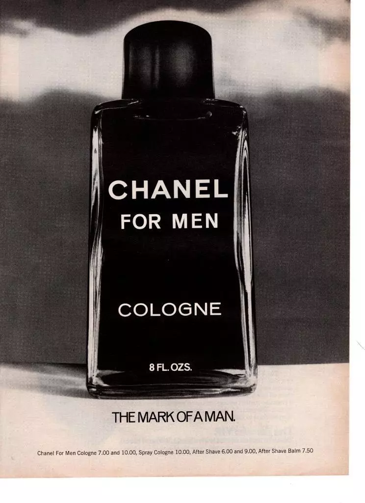 CHANEL COLOGNE BOTTLE PRINT AD THE MARK OF A MAN CHANEL FOR MEN COLOGNE AD