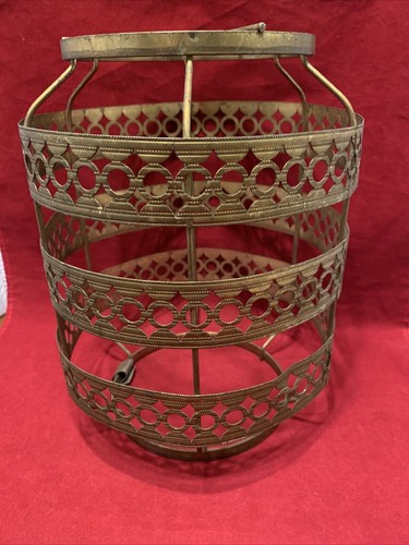 Vintage 10'' by 7.5'' Metal Pierced Mid Century Modern MCM Lamp Shade G7 - Picture 7 of 10