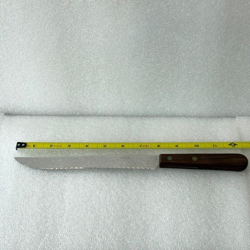 Set coltelli vintage 5 pezzi Robinson acciaio inox supporto legno da appendere USA Austria - Foto 10 di 24