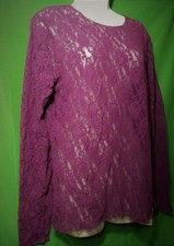 NEW HANKY PANKY 128LX PLUS SIZE FINE MADE IN USA LONG SLEEVE LACE TOP 2X