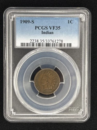 PCGS VF35 1909-S Indian Head Cent Key Date Penny
