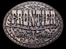 IC19114 VINTAGE 1970s  FRONTIER HOTEL LAS VEGAS  BRASSTONE BUCKLE