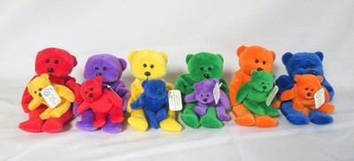 6 Rare March of Dimes Plushland Bears Pepper, Sunshine, Jade, Grapes, Sky, Rusty