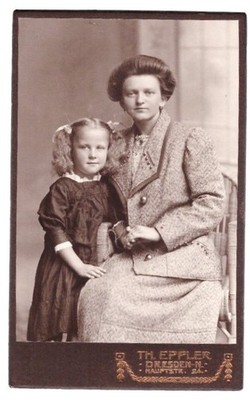 CDV Foto um 1910,  hübsche Frau mit Tochter, Dresden