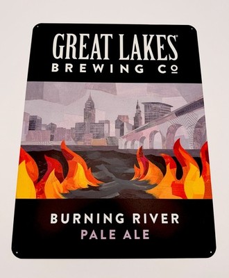 Great Lakes Brewing Burning River Pale Ale Metal Beer Sign 18x24 Cleveland Decor