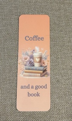 Coffee and a Good Book Bookmark | Coffee Lover Bookish Aesthetic | Orange pastel