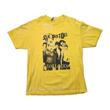Vintage Y2K Sex Pistols Bollocks Band Yellow Shirt Size Large Made In USA