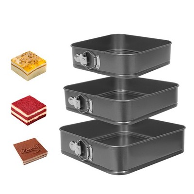 3er Set eckig Backformen Springformen Kuchenformen Blechformen Ø24/26/28 cm grau