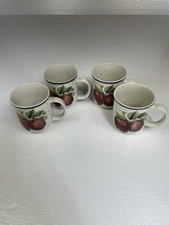 Set of 4 COFFEE CUPS MUGS Casuals by China Pearl Apples  Stoneware
