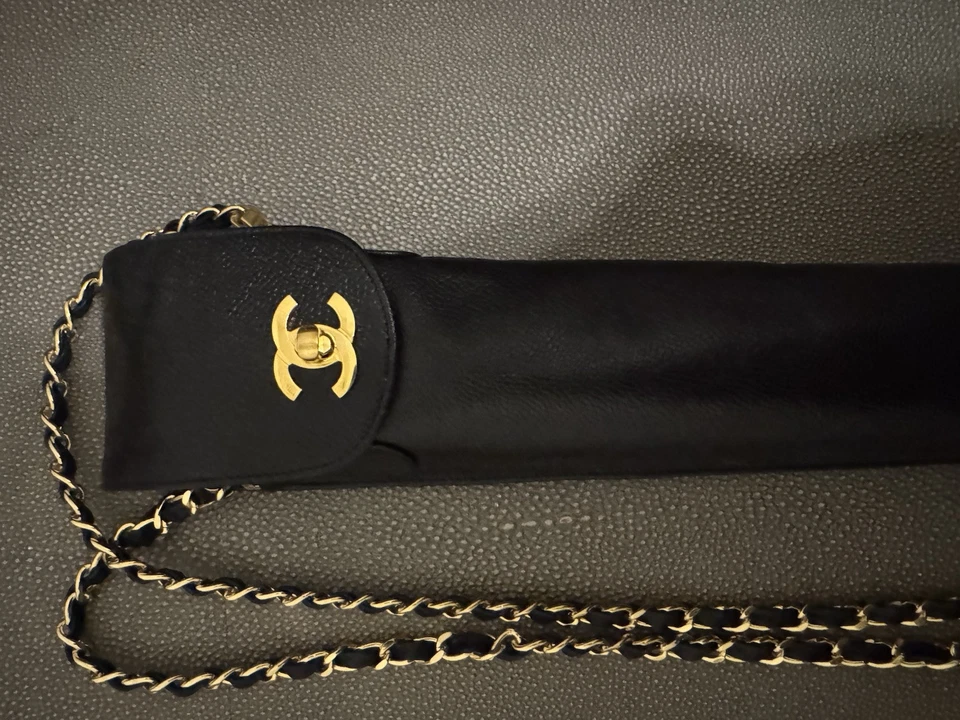 Chanel Black Caviar Leather Umbrella Case On Chain Gold Hardware (No Umbrella) - Image 4 of 4