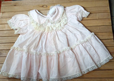 Vintage Party Circle Dress Girl Baby 6 mos Dotted Swiss  Lace USA Made Easter