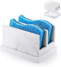 Kitchen Sponge Holder, Dish Sponge Holder with with Drain Tray, Marble Sponge Ho