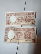 2 Bills Chile  10  Pesos  ND. 1947