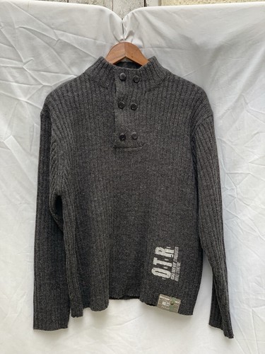 Men's Osaka Tiger Raw OTR Grey Knit Sweater Size 2XL XXL 30% wool - Picture 2 of 7