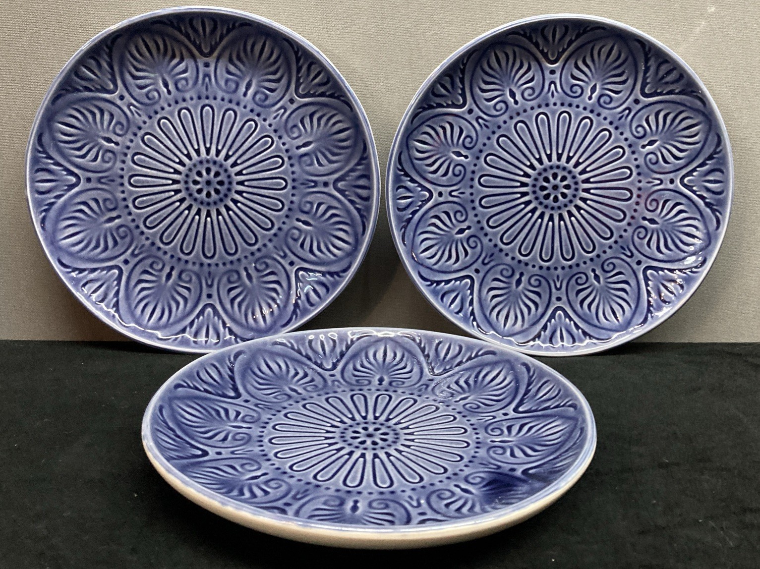 Pfaltzgraff Carmella Cobalt Blue Stoneware Salad Plates 8.5” Set of 3