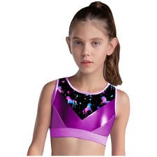 Kids Girls Vest Performance Crop Top Competition Bra Dancewear Sleeveless Yoga