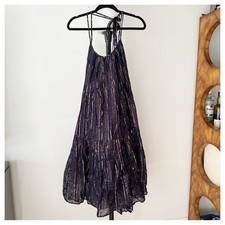 Ulla Johnson Samara Dress Womens size 0 Midnight Navy/rose gold w/tassels lined