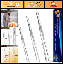 3 Pcs Stainless Steel Kitchen Tweezers Tongs Set, 8-12 Inch for Cooking  Platin