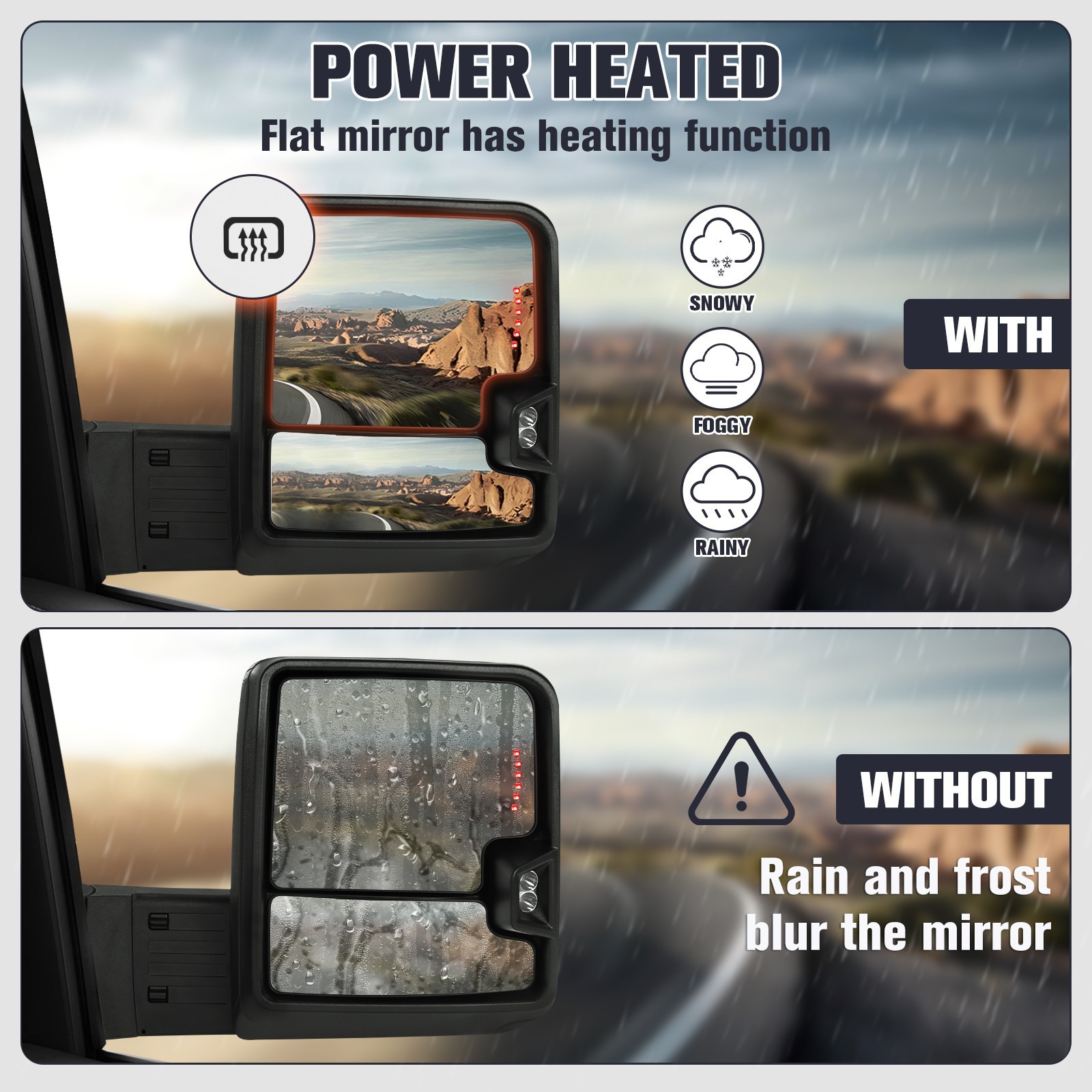 Power Folding Tow Mirror Dynamic Signal For 2007-2013 Chevy Silverado GMC Sierra