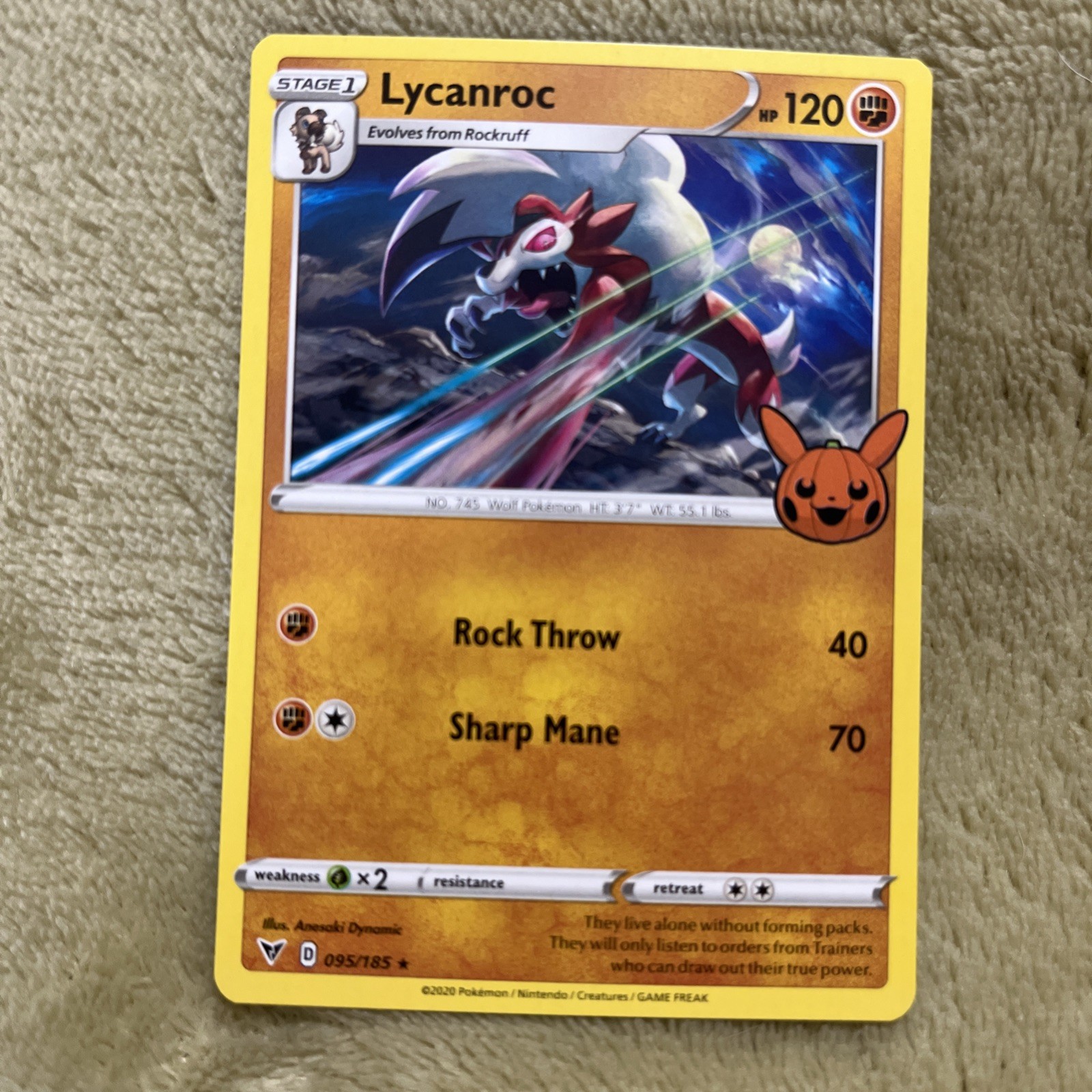 Lycanroc 095/185 Regular Pokemon Card 