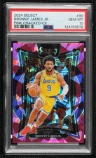 2024-25 Select Concourse Pink Cracked Ice Prizm 21/99 Bronny James Jr PSA 10 8d9
