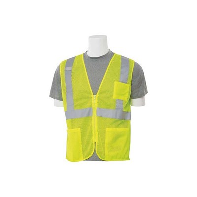 Delta Plus Safety Vest  Hi-Viz Lime  2X  Type R  Class 2 Economy Mesh Zip Front